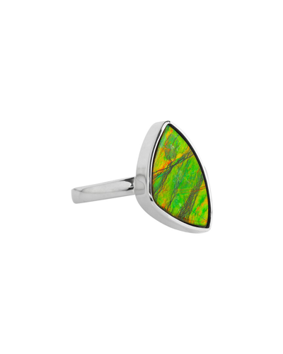 Tiramisu Silver 5.80 Ct. Tw. Ammolite Ring In Green