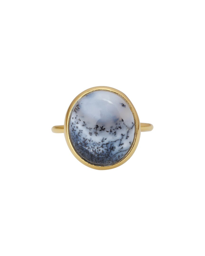 Tiramisu 14k Over Silver Dendritic Agate Ring