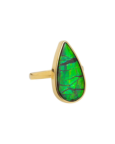 Tiramisu 14k Over Silver 9.55 Ct. Tw. Ammolite Ring In Green