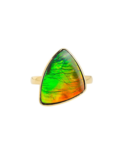 Tiramisu 14k Over Silver 8.75 Ct. Tw. Ammolite Ring In Green