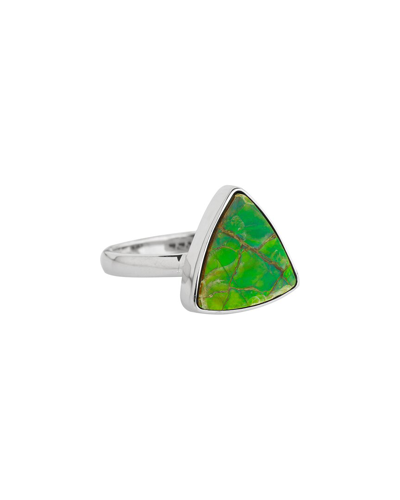 Tiramisu Silver 6.85 Ct. Tw. Ammolite Ring In Green