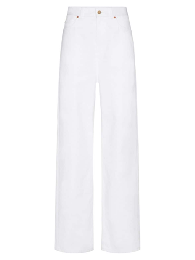 Valentino Brand-patch Relaxed-fit Straight-leg High-rise Jeans In Bianco