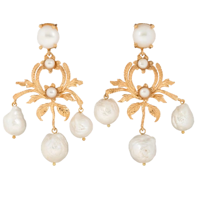 Christie Nicolaides Celeste Earrings Pearl In Gold