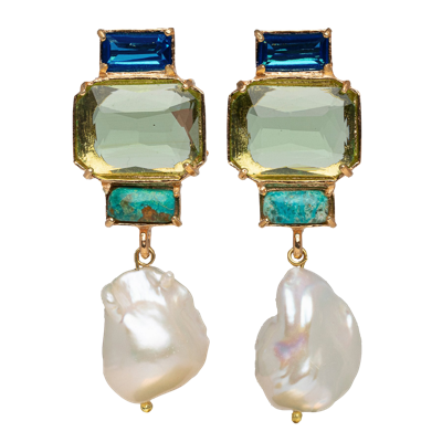 Christie Nicolaides Bambina Earrings Pale Green In Gold