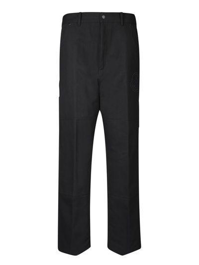 Moncler Logo-embroidered Cotton Track Pants In Black
