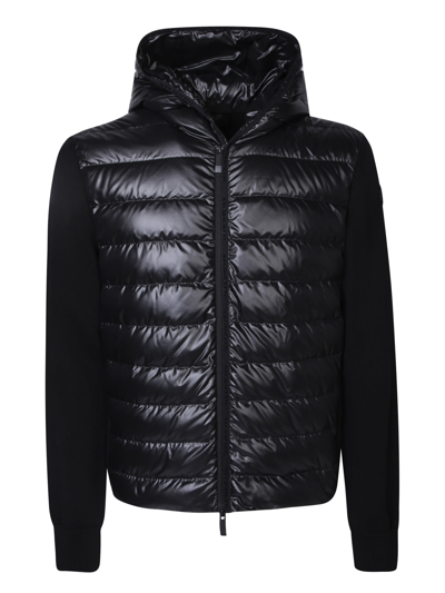Moncler Contrasted Padded Hoodie In Black