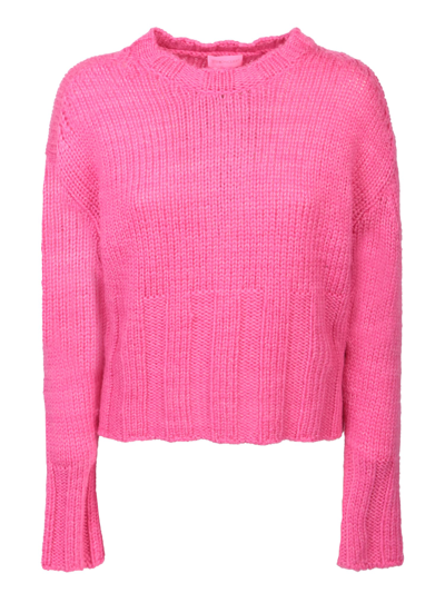 Moncler Wool Knit Crewneck Sweater In Pink