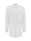 Prada Crystal-button White Cotton Shirt In Bianco