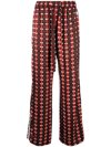 Wales Bonner Mens Brown And Red Snare Abstract-print Mid-rise Wide-leg Satin Trousers In Brown
