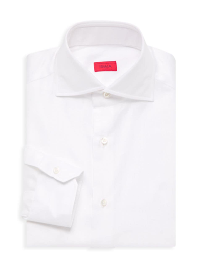 Isaia Men's Herringbone Cotton Dress Shirt In White