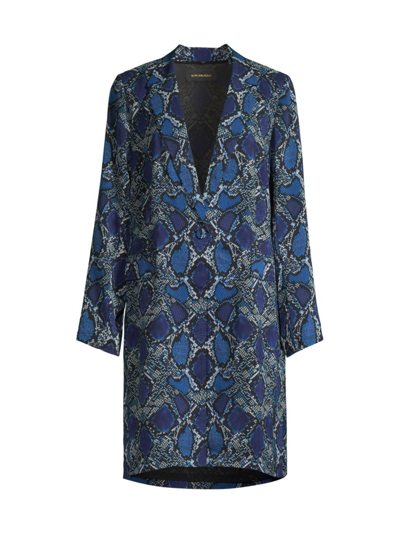 Kobi Halperin Women's Leah Snakeskin Print Single-button Overcoat In Ocean Multi