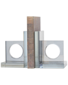Peyton Lane Set Of 2 Square Crystal Bookends In Silver