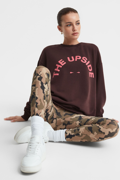 The Upside Cotton Crew Neck Jumper In Brown