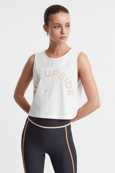 The Upside Sleeveless Crew Neck Cropped Vest In White