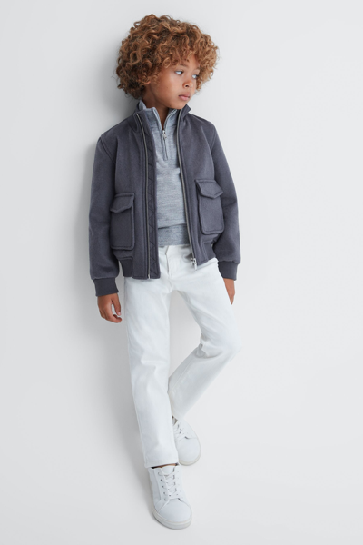 Reiss Kids' Shuffle - Airforce Blue Junior Wool Blend Zip-through Jacket, Age 4-5 Years