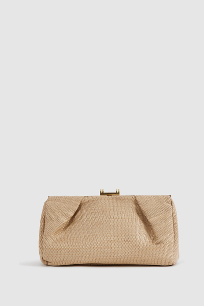 Reiss Madison - Natural Woven Clutch Bag, One In Blue