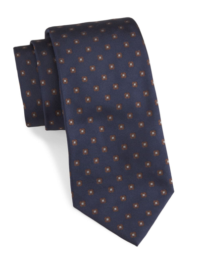 Isaia Men's Printed Silk Tie In Navy