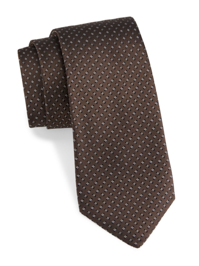 Isaia Men's Micro-print Silk Tie In Dark Brown