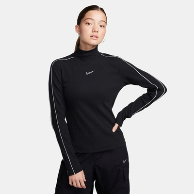 Nike Womens  Nsw Long Sleeve Mock In Black/white