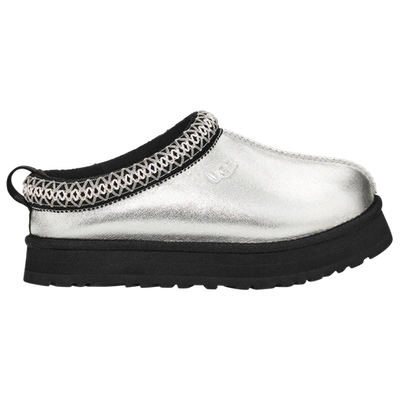 Ugg Kids' Tazz Metallic Leather Slippers In Silver Metallic/silver Metallic