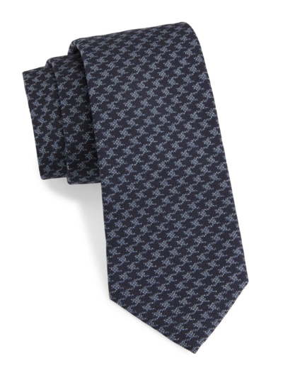 Isaia Men's Gingham Wool-silk Tie In Blue