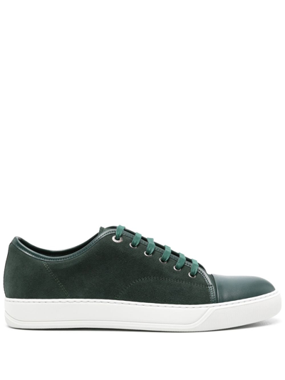 Lanvin Lace-up Suede Sneakers In Green