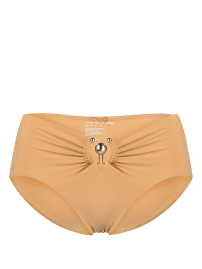 Christopher Esber Orbit Ruched Bikini Bottoms In Neutrals