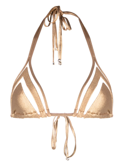 Agent Provocateur Tora Metallic Bikini Top In Gold