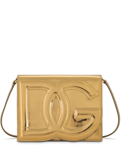 Dolce & Gabbana Gold-tone Logo-embossed Shoulder Bag
