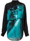 EYTYS BLACK OTIS TEAL SMOKE SATIN SHIRT