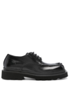DOLCE & GABBANA BLACK SQUARE-TOE LEATHER DERBY SHOES