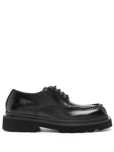 Dolce & Gabbana Square-toe Leather Derby Shoes In Nero