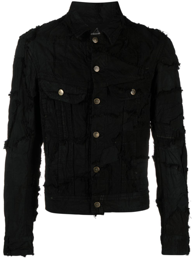 Greg Lauren Distressed Denim Jacket In Black