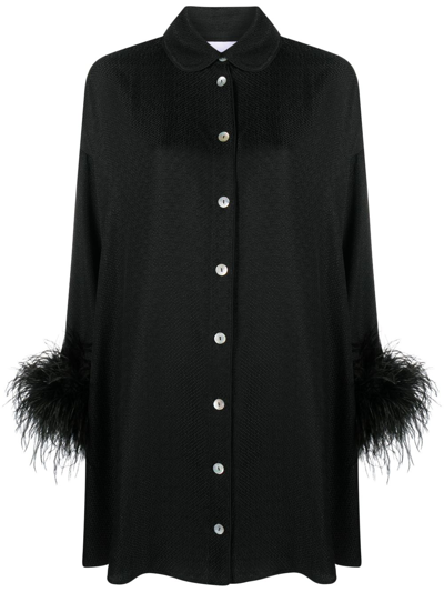 Sleeper Pastelle Oversized Jaccard Shirt Dress In Black Black