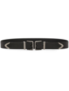 Dolce & Gabbana Men Double Buckle Leather Belt In Black