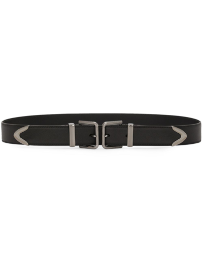 Dolce & Gabbana Double Buckle Belt In Black_dark_grey