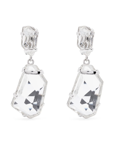 Kenneth Jay Lane Fancy Swarovski Crystal-embellised Drop Earrings In Silver