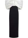 SOLACE LONDON BLACK AND WHITE FILIPPA OFF-SHOULDER DRESS
