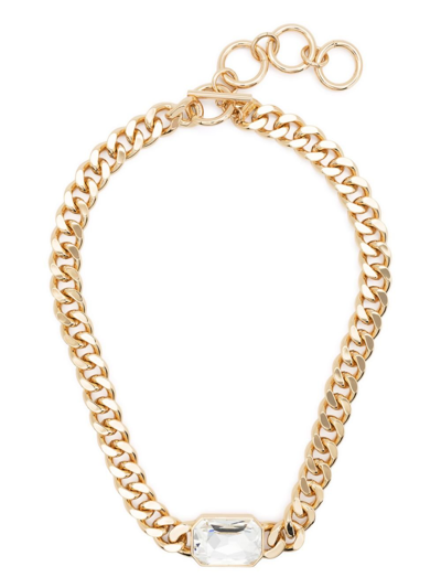 Kenneth Jay Lane Crystal-embellished Chain-link Necklace In Gold