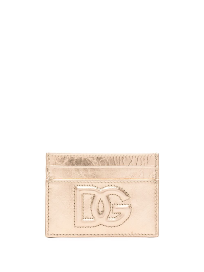 Dolce & Gabbana Gold-tone Metallic Logo-embossed Card Holder