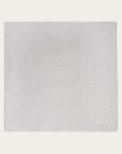 Valentino Garavani Vlogo Signature Jacquard Shawl In Silk Cashmere And Lurex 140x140 Woman Silver Un