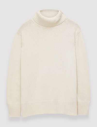 Joseph Light Cable Knit High Neck Jumper In Ivory