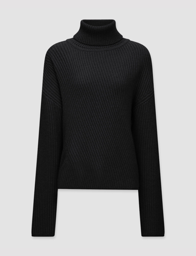 Joseph Luxe Cardigan Stitch High Neck Jumper In Black