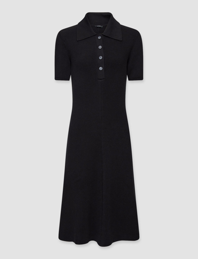 Joseph White Spread Collar Midi Dress In Black
