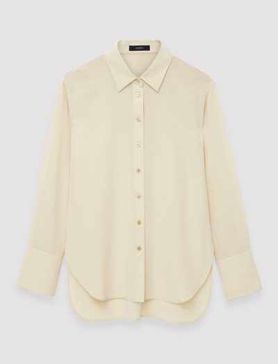 Joseph Joe Button-down Crepe De Chine Blouse In Pale Olive