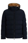 Hugo Boss Reversible Down Jacket In A Wool Blend In Dark Blue