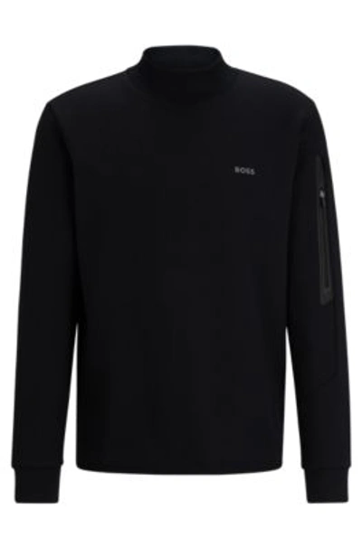 Hugo Boss Cotton-blend Sweatshirt With Hd Logo Print In Black