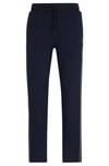 Hugo Boss Regular-fit Tracksuit Bottoms With Contrast Piping In Dark Blue