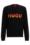 Hugo Boss Cotton-terry Sweatshirt With Puffed Flame Logo In Black