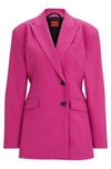 Hugo Boss Regular-fit Jacket With Off-center Closure In Dark Pink